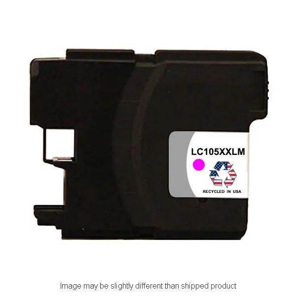 LC105 Yellow ink cartridge with a black plastic housing and LC105XXLM label, from The Toner Depot for office use