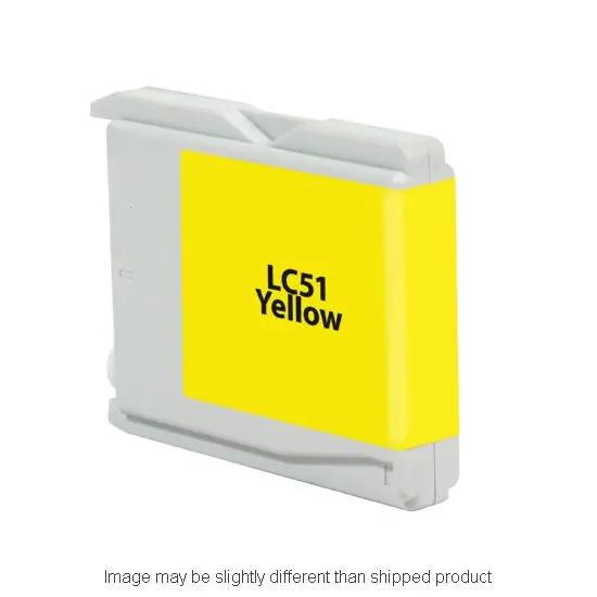 LC51 Yellow ink cartridge with bright yellow label; Brother printer cartridge