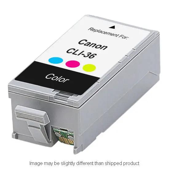 Canon CLI-36 tri-color ink cartridge with color label and cyan, magenta, yellow dots