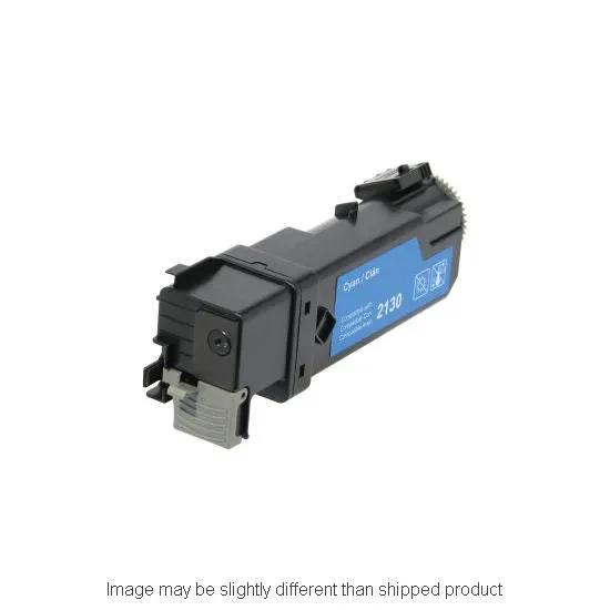 Dell 330-1437 hi-yield cyan toner cartridge with blue label, high-capacity cyan toner for printers, shown