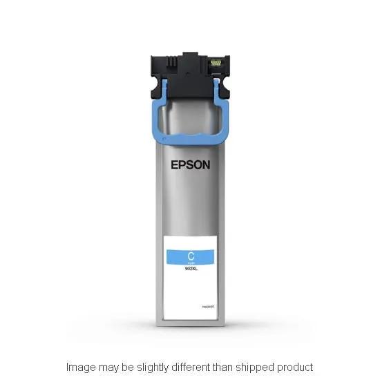 Epson T902XL220 cyan high-yield ink cartridge shown, compatible with Epson inkjet printers