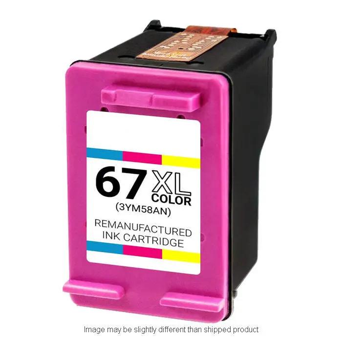 HP 67XL tri-color remanufactured ink cartridge with pink body by The Toner Depot