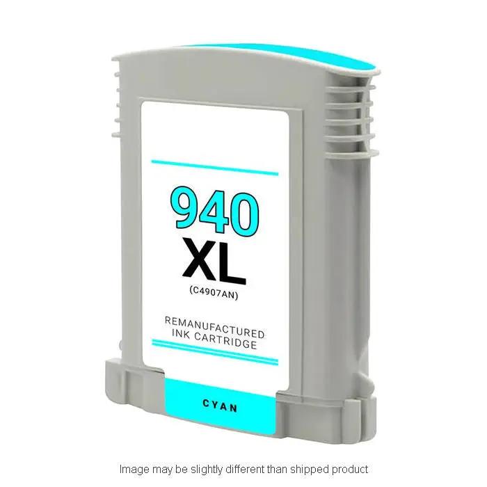 HP 940XL cyan ink cartridge, remanufactured, model C4907AN