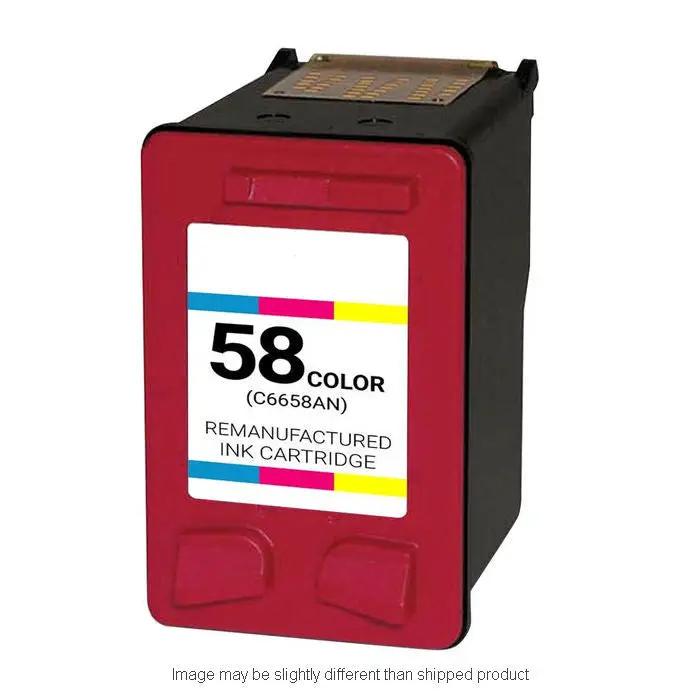 Ink cartridge, HP 58 color remanufactured high-yield (C6658AN), red body, 140-page yield