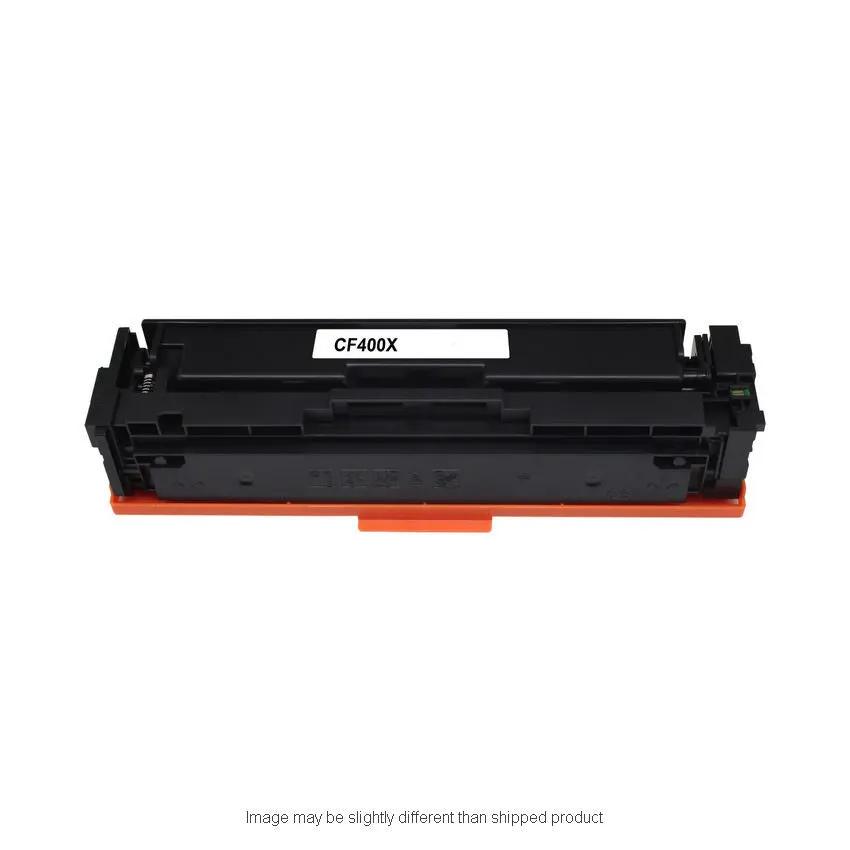 CF400X remanufactured HP black toner cartridge with orange bottom
