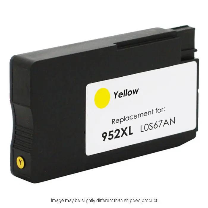 952XL yellow ink cartridge with black body and a yellow label displaying 952XL LOS67AN