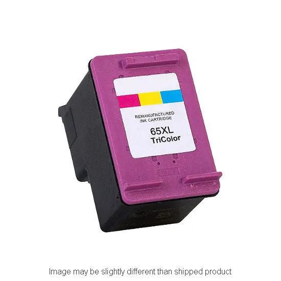 HP 65XL Tri-Color remanufactured ink cartridge, purple body