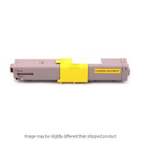 OKIDATA 44469701 SD Yellow toner cartridge; gray body with yellow locking clip, compatible with C530 HY.