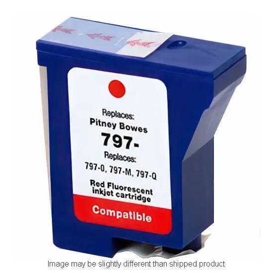 Fluorescent red ink cartridge for Pitney Bowes 7970, blue plastic housing