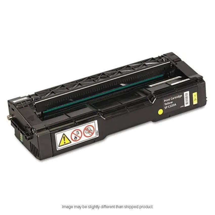 Ricoh SD Yellow toner cartridge for printers; black cartridge with yellow label and warning icons
