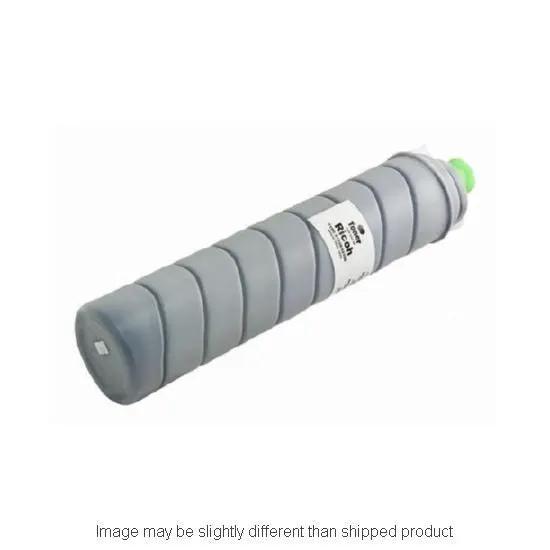 Ricoh 841332 LQ-SD black toner cartridge, gray cylindrical body with green end cap