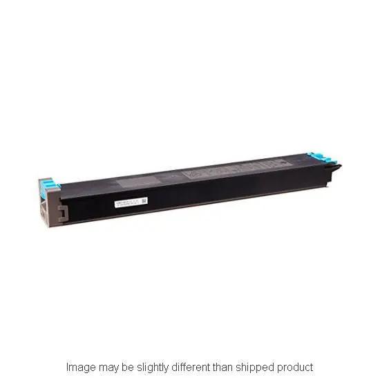 SHARP MX-51NTCA SD YLD cyan toner cartridge; black body with blue end connectors