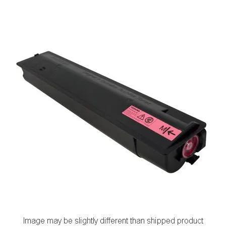 Toshiba magenta toner cartridge for TFC415UM SD YLD, black plastic housing with a pink warning label visible.