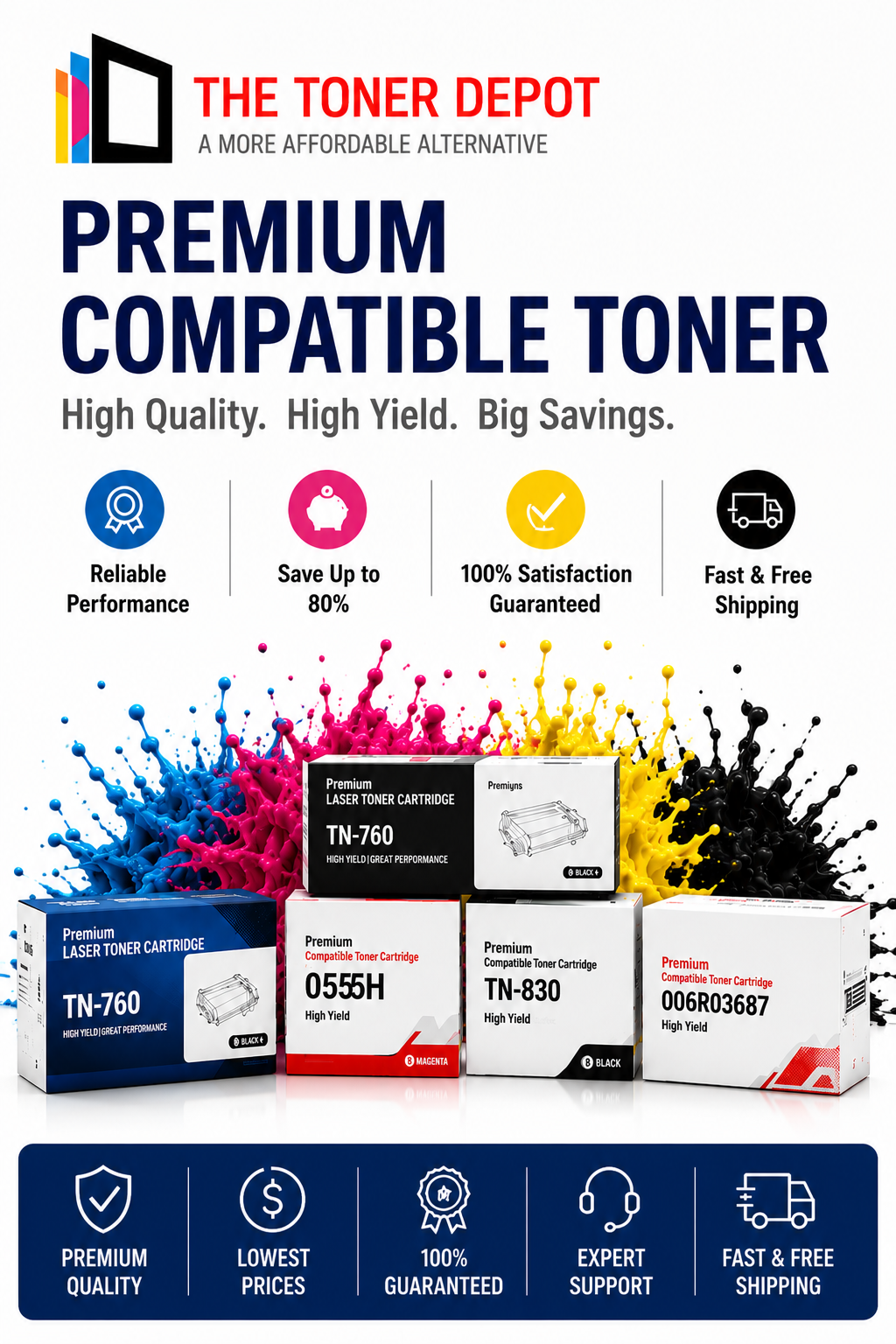 Compatible replacement toner and ink cartridges