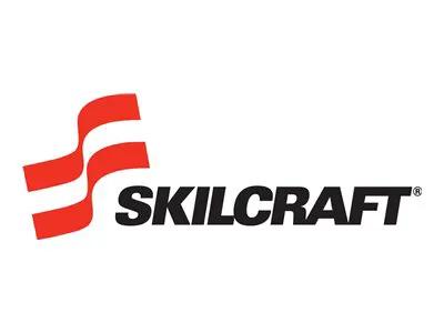 Skilcraft logo on white background with red wavy stripes